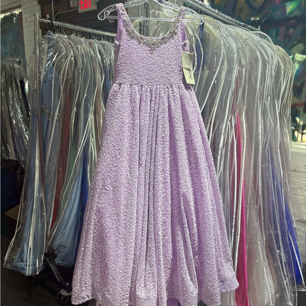 Christina Wu Lilac Sequin Kids Dress